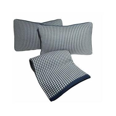 Imagem de Almofada Decor Tricô Pied Poule Mini Prussiano/Natural 35x50cm