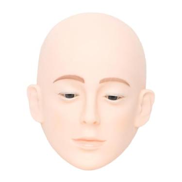 Imagem de oshhni Cabeça de manequim para cílios, boneca de cosmetologia, fácil de limpar, para treinamento de maquiagem, ideal para iniciantes em extensão de cílios em