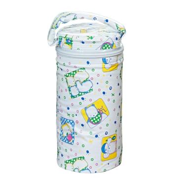 Imagem de Porta Mamadeira e Copo Bebê e Infantil Térmico 1 Litro Impermeável Amarelo Urso