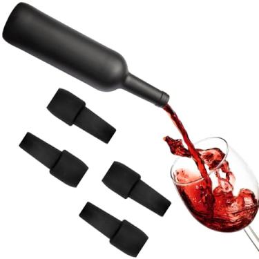 Imagem de Kit Tampa Rolha de Silicone Reutilizável para Vinho Vedação Hermética Sustentável Flexível e Compatível com Garrafas de Vinho e Espumante 4 Unidades JETBUY (Preto)