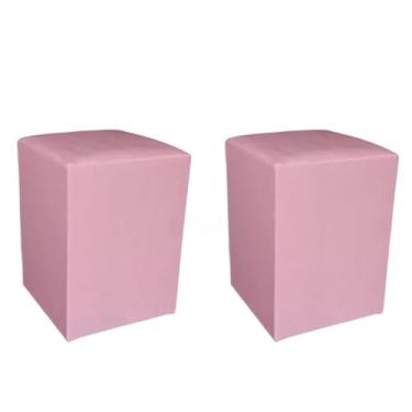 Imagem de Kit 2 Puff Banqueta Quadrado Macio Decorativo Fofo para DecoraçãO de Interiores com Enchimento Macio (ROSA)