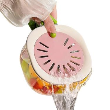 Imagem de Coador de frutas – Ferramenta de jantar multifuncional com alça dobrável 2 em 1 | Tigela de coador de vegetais | para salada doméstica, comida, frutas silvestres, preparação, acampamento, morango