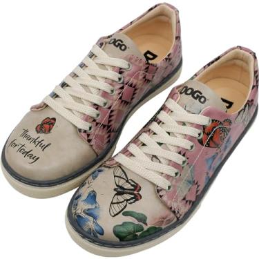 Imagem de DOGO Tênis feminino de couro vegano, feito à mão e exclusivo, Design Thankful for Today, 36