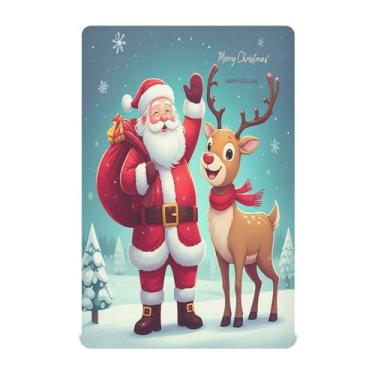 Imagem de Qilmy Lençóis de Natal para berço de rena e flocos de neve, microfibra macia, respirável, elástico, lençol com elástico para meninos e meninas, miniberço, 99 cm x 68,5 cm, capa de colchão infantil