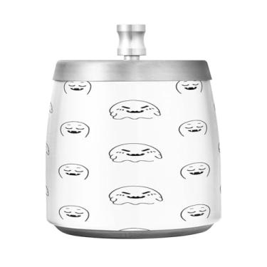 Imagem de Qilmy Cinzeiro de aço inoxidável Halloween Ghosts com tampa - Cinzeiro de cigarro à prova de vento sem cheiro sem fumaça para casa, escritório, carro, pátio, varanda (uso interno e externo)