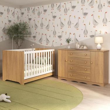 Imagem de Berço Americano 3 em 1 com Cômoda 2 Portas 4 Gavetas Realeza Multimóveis MP4693