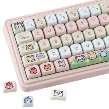 Imagem de Sunzit 114 teclas de perfil MOA, teclado Pixel Paradise PBT, teclas personalizadas de sublimação de tinta 60 65 75 100 por cento para teclado mecânico MX Switchs