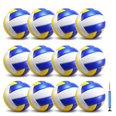 Imagem de jiaonun Pacote com 12 bolas de vôlei tamanho 5 para mulheres e homens, ao ar livre ou interno, com bomba