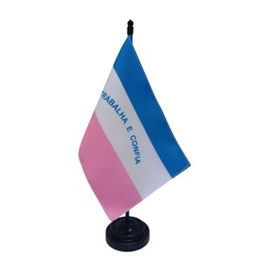 Imagem de Bandeira de Mesa Espírito Santo, Decorativa, Dupla Face, Multicolorido, 19x13cm, Base Preta, Escritório e Eventos, Oxford, 26cm Altura