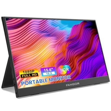 Imagem de Monitor portátil FANGOR de viagem FHD 1080P de 15,6 polegadas, tela ultrafina HDR IPS para jogos, extensor de tela USB-C HDMI com capa inteligente para laptop, PC, celular, Mac, Xbox, PS4/5
