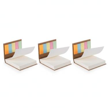 Imagem de Caderno Mini Kraft com 200 Folhas Brancas e 5 Blocos Autocolantes Coloridos, Material Ecológico, 8,1x8,3x2,6cm (3)