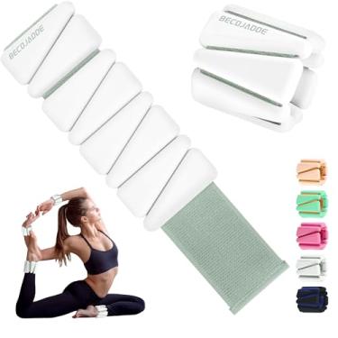 Imagem de BECOJADDE Conjunto de 2 pesos de tornozelo (500 g cada) pesos de pulso para mulheres e homens, pulseiras ajustáveis para braço e perna para pilates em casa, caminhada, ioga, treino, exercícios na