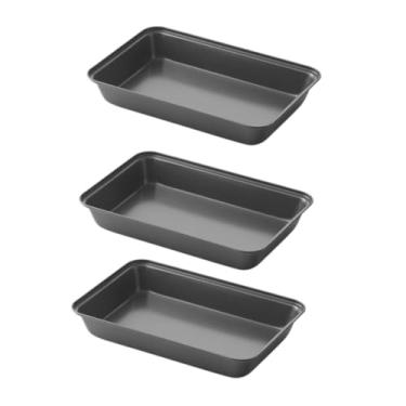 Imagem de Kit forma assadeira 32cm retangular antiaderente media forma bolo lasanha, Perfeito para Reuniões Familiares(3 Assadeira)