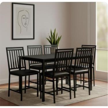 Imagem de Jogo 6 Cadeiras Liane Reforçada Para Cozinha E Sala Jantar Preto - Mod