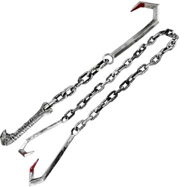 Imagem de Flotory 2 Pack Halloween Chains Plastic Handcuffs Chain Fake Butcher Hook Chain Weapons for Halloween Cosplay Costume Decor