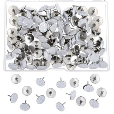 Imagem de Yuanan 120 peças de marcadores refletivos de trilha, tachas de polegar de aço carbono, pregos de marcação de caça, caminhada, acampamento, fácil instalação, tachas de metal duráveis (prata)