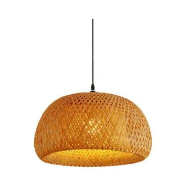 Imagem de Luminária de Bambu Natural 30cm - Lustre de Vime Rattan E27 LED - Feit