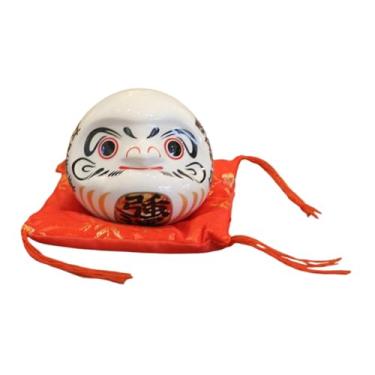 Imagem de Generic Cofrinho Daruma de Cerâmica, Boneco Daruma, Artesanato, Ornamento Original, Caixa de Dinheiro, Decoração de Mesa para Escritório e Casa, Branco