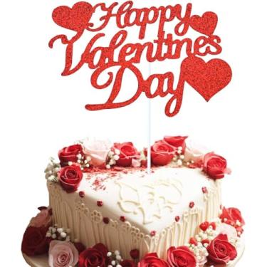 Imagem de 1 peça de topo de bolo feliz dia dos namorados, decoração de bolo de glitter doce amor seja meu palitos de bolo dos namorados para decoração de festa temática do dia dos namorados suprimentos