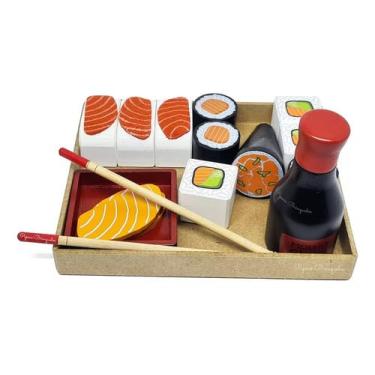 Imagem de Kit Sushi De Madeira Brinquedo Educativo 16 Pçs New art Kids