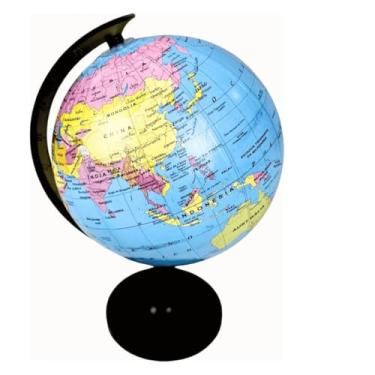 Imagem de Globo Terrestre Giratorio Mesa Mapa Mundi Político Escolar 10,6 cm Eixo Com Medidor Geopolítico Escolar e Decoração