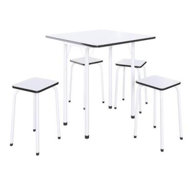 Imagem de Conjunto Mesa Dobrável 4 Banquetas Asti 100 Bonavita, Branco/Preto