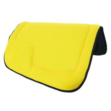 Imagem de Manta para Cavalo Sela Vaquejada Profissional - Proteção Lombar Exclusiva, Modelo Novo Premium (AMARELO COM FIT PRETO)