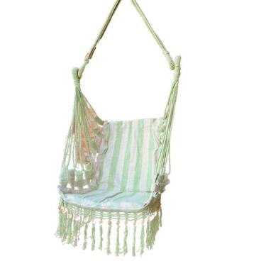 Imagem de Cadeira De Balanço De Bolinha - Verde Limão Com Listra Cru