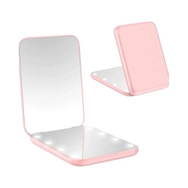 Imagem de Espelho De Maquiagem Portátil Mini LED Com Aumento 1X 2X, Iluminado E 