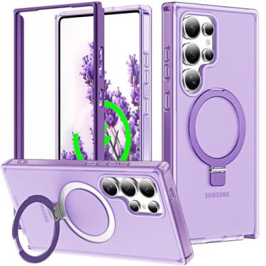 Imagem de Turquiase Capa magnética giratória de 360° para Samsung Galaxy S25 Ultra compatível com MagSafe, capa protetora militar à prova de choque fosca para celular anel invisível embutido para Galaxy S25