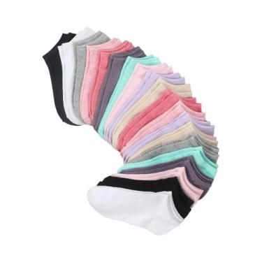 Imagem de 20 pares de meias curtas combinando para a família, série preta e cinz