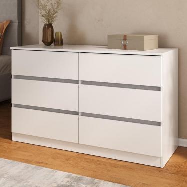 Imagem de Cômoda Com 6 Gavetas 120cm Multimóveis Mp4396 Branco