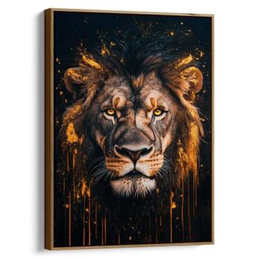 Imagem de Quadro Leão do Brilho Dourado - Mioquadros, 120x80 cm, Tabaco