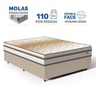 Imagem de Cama Box com Colchão de Molas Ensacadas Double Face Pillow Euro Alfa Probel Casal 138cm