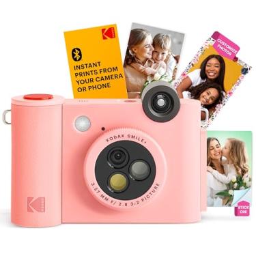 Imagem de KODAK Smile+ Câmera de impressão instantânea digital 2 em 1 e impressora fotográfica Bluetooth sem fio - 10 MP, lente rotativa de efeito especial, fotos adesivas Zink 5 x 7.6 cm, impressão via