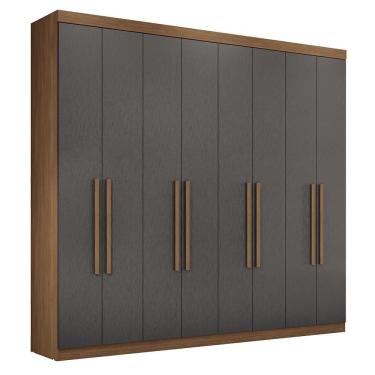 Imagem de Guarda Roupa Casal Master New 8.4 8 Portas de Bater 4 Gavetas MDP Jatobá-Grafite Santos...