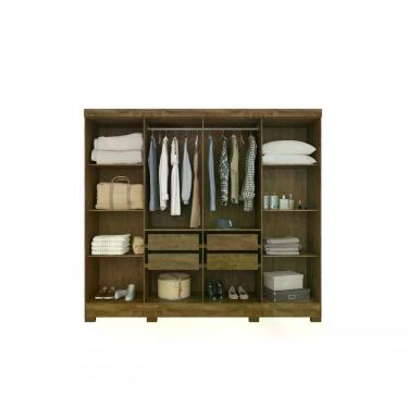 Imagem de Guarda Roupa Casal Diplomata 8 Portas 4 Gavetas MDP com Espelho Castanho Wood - Baunilh...