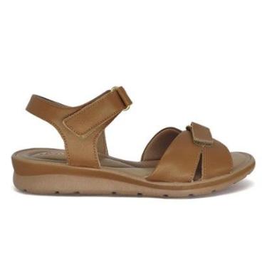 Imagem de Sandália Usaflex Couro Conforto Calce Fácil Salto Baixo Cor:;Tamanho:37;Gênero:Mulher-Feminino