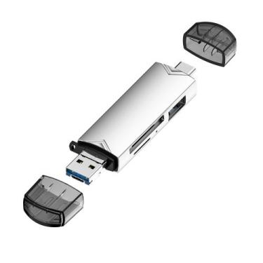 Imagem de Leitor de cartões sd e micro sd tf usb 3.0 e type-c + entrada usb rese