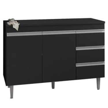 Imagem de Balcao Para Pia 116 cm 2 Portas Andreia Preto REAJL - REAJL Moveis, Pr