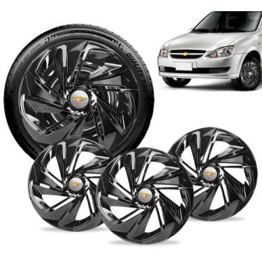 Imagem de Jogo 4 Calotas Nitro Preta Aro 14 Gm Corsa Celta Montana Cobalt - Elit