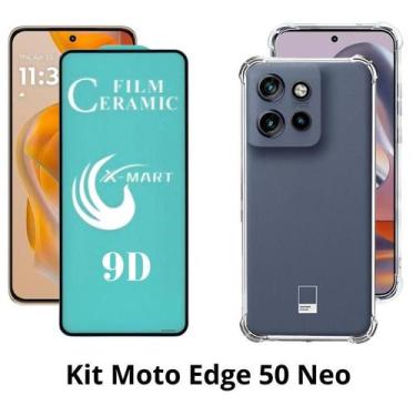 Imagem de Kit Capa Transparente + Película de Cerâmica para Moto Edge 50 Neo - L