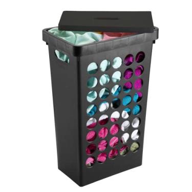 Imagem de Cesto de Roupa com Tampa 43L Quadrado Preto - Arthi