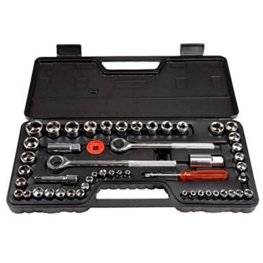 Imagem de Stalwart Conjunto de soquete de chave de 52 peças com caixa de ferramentas – 1/4, 3/8 e...