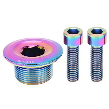 Imagem de SPYMINNPOO Parafuso de manivela de bicicleta, parafuso de braço de manivela M18, rosca de fixação de liga de alumínio, parafuso de suporte de manivela com tampa