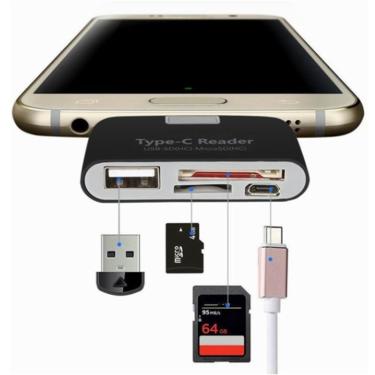 Imagem de Adaptador Type-c Card Reader e Usb  leitor de cartão Otg