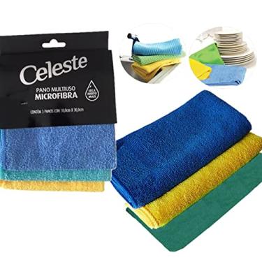 Imagem de Kit 3 Panos de Pia Louça Limpeza Geral em Microfibra 30x30cm