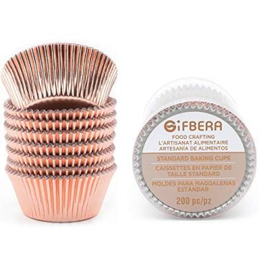 Imagem de Forro de cupcake Gifbera Best Food Grade para assar copos feito com papel metálico (200 unidades), Rose Gold, Standard, 200