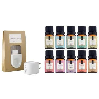 Imagem de Difusor Elétrico Porcelana + 10 Essências 10ml Via Aroma
