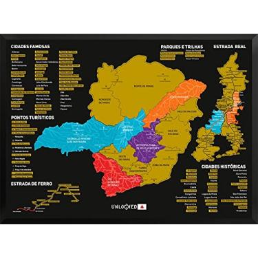 Imagem de Mapa de Raspar Minas Gerais 88x66 Com moldura